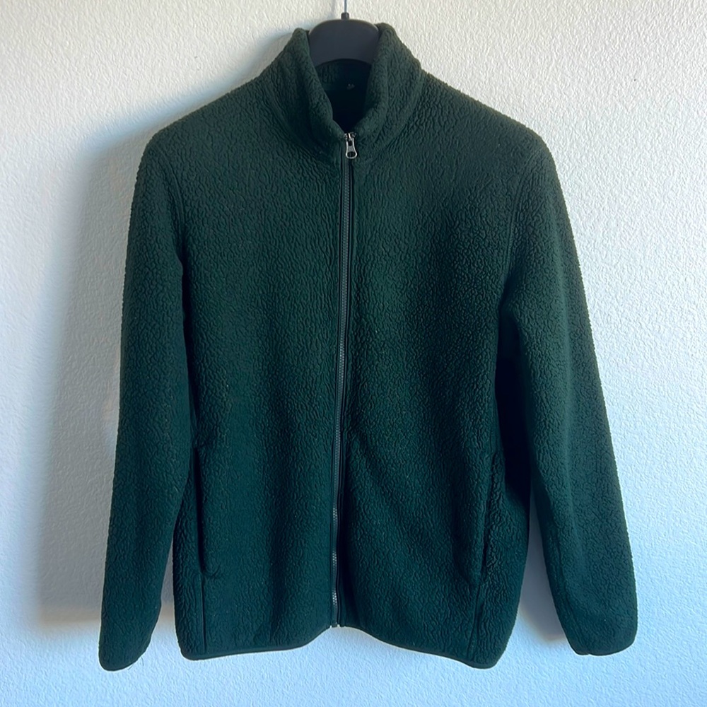 GREEN FLEECE ZIP JACKET